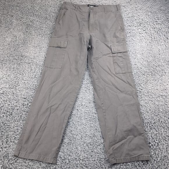 RSQ Pants Men 29x32 Gray Khaki Canvas Utility Cargo Workwear Chore Straight Leg - Picture 3 of 10